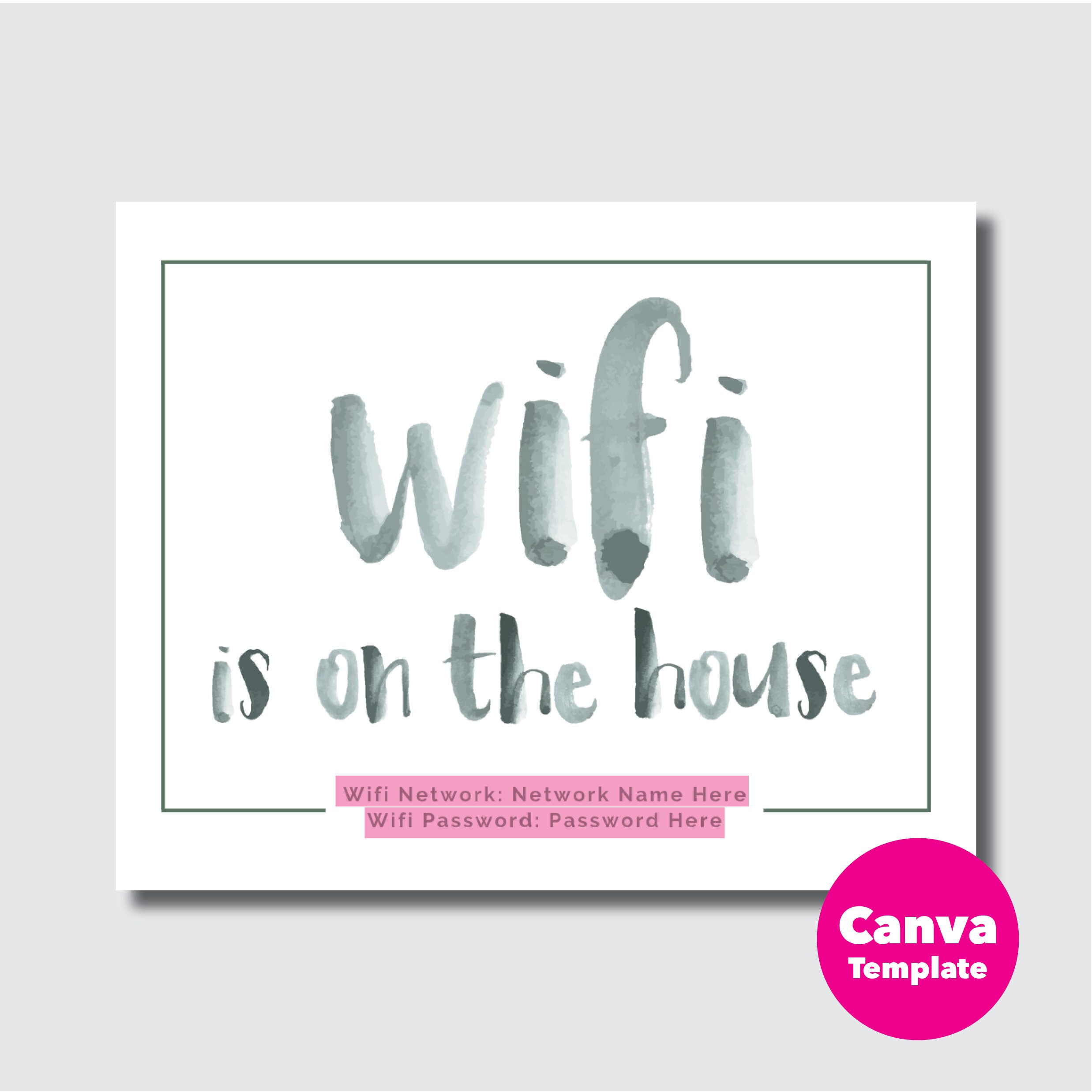 Watercolor Wifi Password Sign Printable, Printable, Guest Room Sign ...