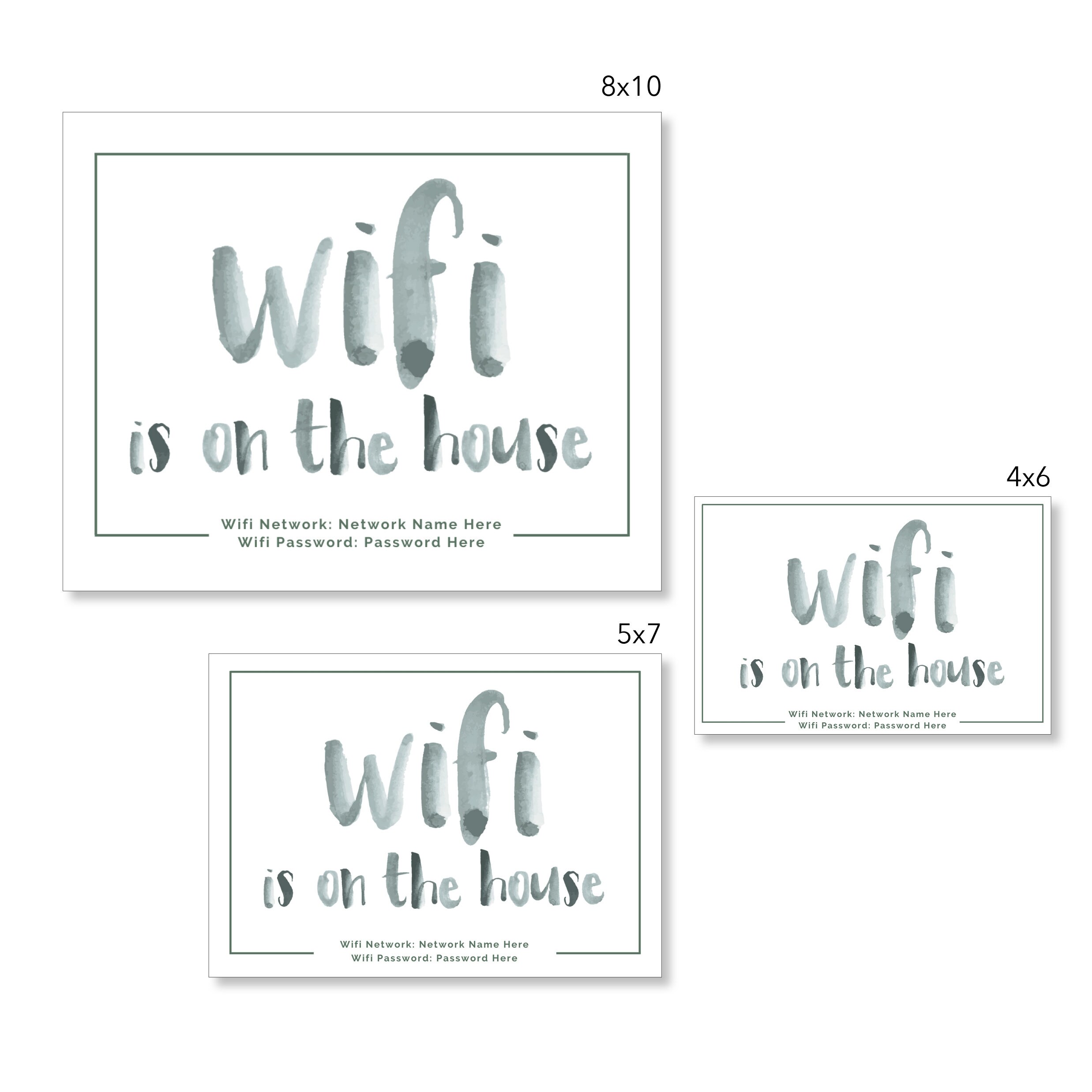 Watercolor Wifi Password Sign Printable, Printable, Guest Room Sign ...