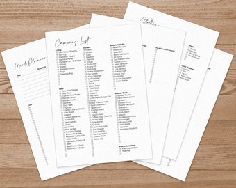 Camping Pack List Bundle - Printable