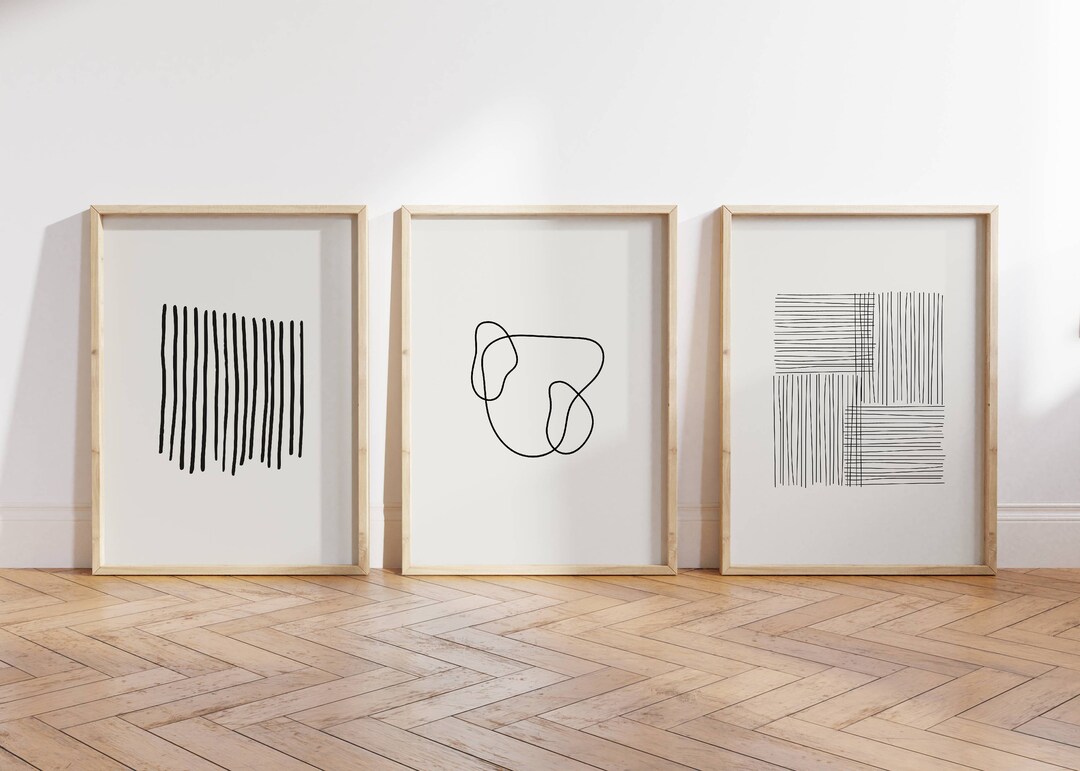 Black and White Prints | Abstract Line Art | Set of 3 Prints ...