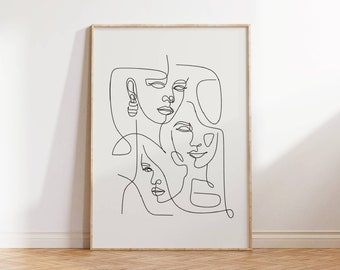 arte de linha de mulher | arte de linha boho | arte de parede minimalista | arte de parede neutra | download digital