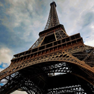 Framed Poster of The Eiffel Tower Paris, France From Base, Travel Gift For Him or Her Print Art