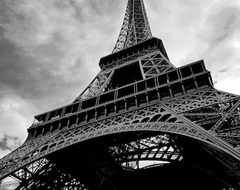 Framed Eiffel Tower Poster, Black and White Paris Print