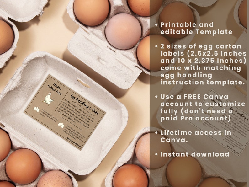 Egg Carton Labels Template and Egg Handling Instruction Printable ...