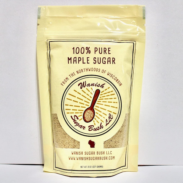 100% Pure Maple Sugar From the Northwoods of Wisconsin 8 oz Bag