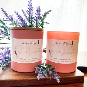 Sweet Lavender Candle Spring Collection Wooden Wick All Natural image 1