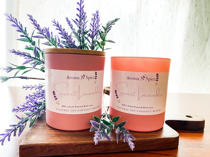 Sweet Lavender Candle Spring Collection Wooden Wick All Natural image 1