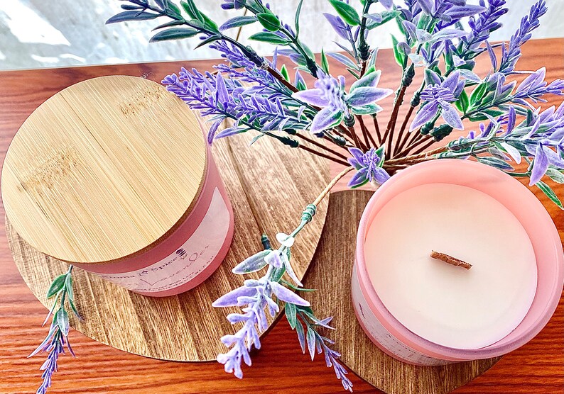 Sweet Lavender Candle Spring Collection Wooden Wick All Natural image 2