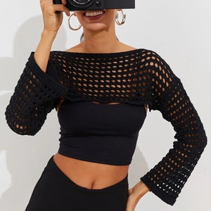 Black transparent shrug best sale