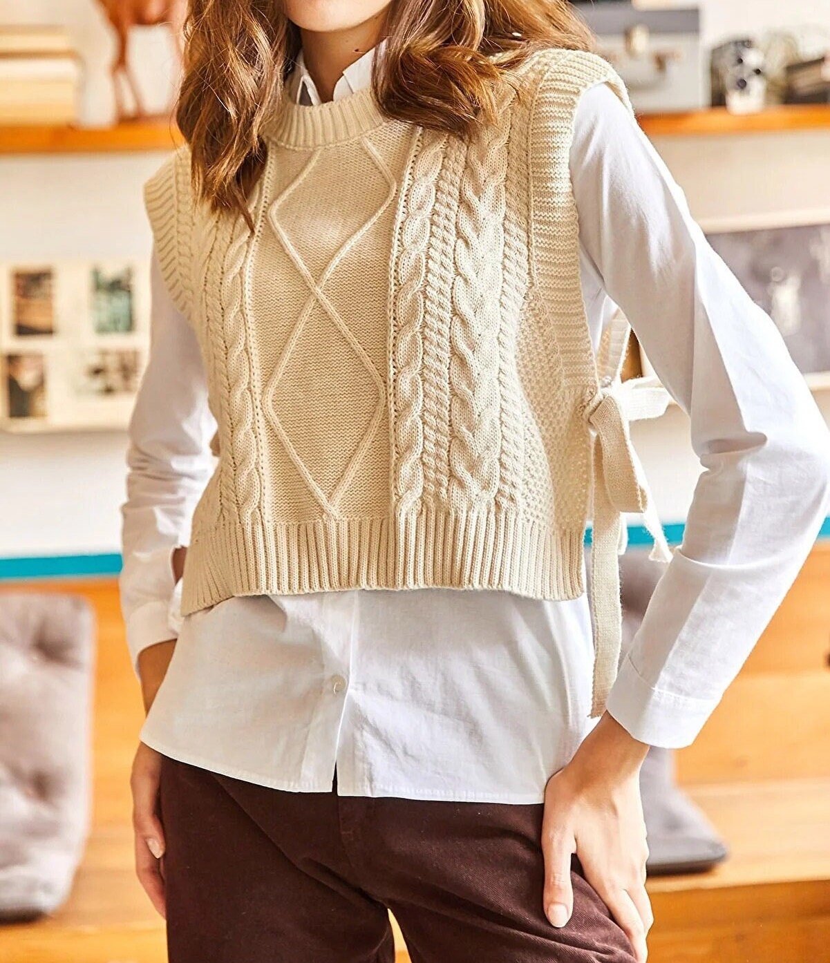 Handmade Crochet Crop Sweater Vest, Open Side-tie Knit Top - Etsy