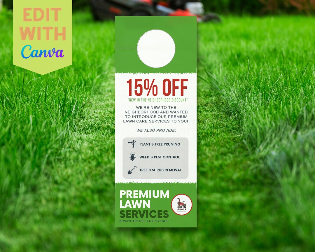 Personalized Lawn Care Door Hanger Digital File Etsy