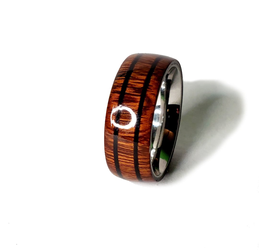 Desert Ironwood Ring With Ebony Bands Wedding Ring Etsy