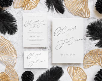 Minimalist Wedding Invitation Template | Editable Canva Invite | Elegant Calligraphy Wedding Suite | Printable Instant Download