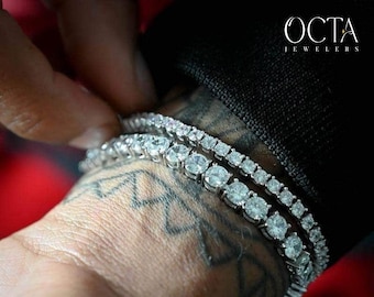 Sterling Silver Moissanite Tennis Bracelet, VVS Diamond Chain