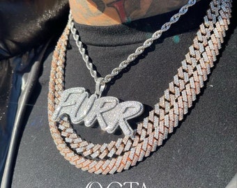 Colgante de letra de moissanita personalizado, plata 925 y oro con acabado helado, joyería de hip hop