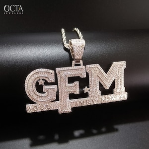 Custom 3 letter Moissanite pendant,Icedout Pendant,925 Silver and Gold pendant,Hip-hop jewelry