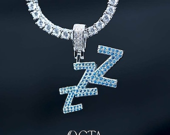 Colgante de moissanita personalizado / Joyería de plata helada para hombre