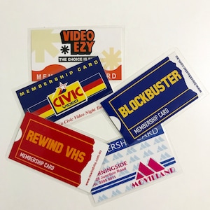5 réplicas de cartão de membro da locadora de vídeo australiana - Video Ezy, Civic Video, Movieland e Blockbuster and Rewind VHS
