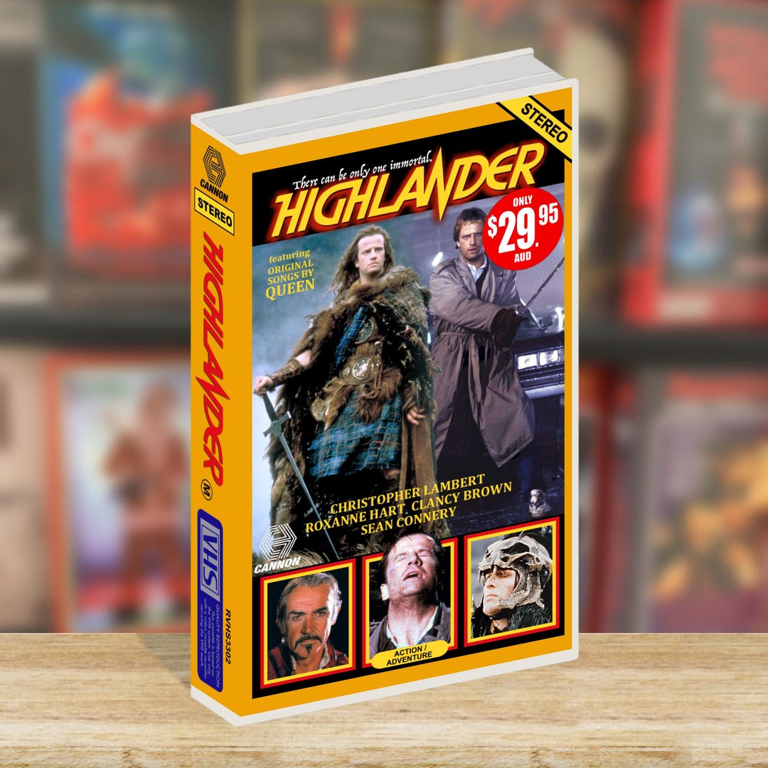 Highlander (1986) VHS | Custom-made Adventure Movie Collectable ...