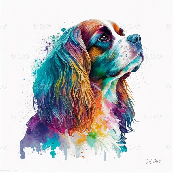 Impression aquarelle Cavalier King Charles Spaniel