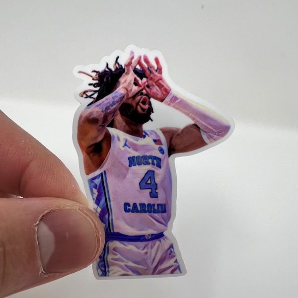 North Carolina Vinyl Sticker: RJ Davis 3 Point Goggles Celebration, 2.5" UNC Decal - Ideal Gift for Tar Heels Fans