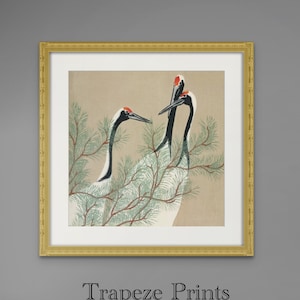 Vintage Japanese Crane Wall Art | Antique Bird Print | Digital PRINTABLE Downloadable | 32