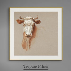 Vintage Cow Painting Art | Farmhouse Animal Bull Print | Digital PRINTABLE Downloadable | 27