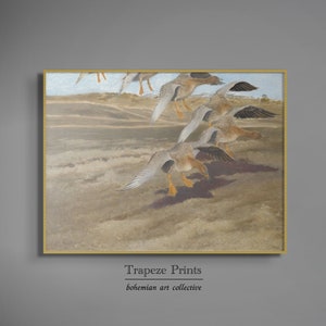 Vintage Bird Landscape Painting | Antique Neutral Nature Print | Trapeze Prints Downloadable PRINTABLE Digital Art Print | 103