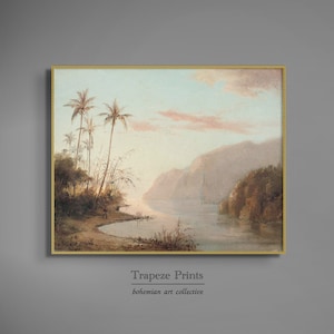 Vintage Tropical Landscape Print | Antique 1800s Impressionist Palm Tree Wall Art | PRINTABLE Download Island Palms Trees Painting | 120