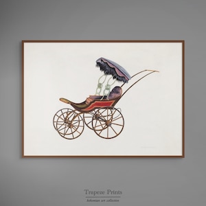 Vintage 1930s Baby Buggy Print | Antique Stroller Poster | Advert Downloadable PRINTABLE Digital Art Print | Retro Baby Carriage | 281