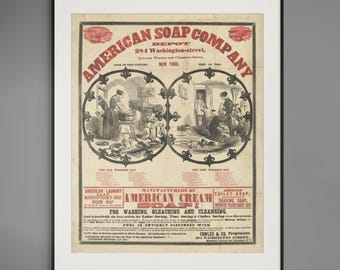 Vintage Bathroom Art Soap Advertisement Downloadable Wall Art Poster | Antique 1850s Western American Soap Company | Bath | 361