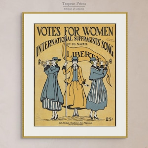 Cartaz de parede para download de propaganda de arte de eleitor feminista vintage | Anúncio antigo de votação feminina dos anos 1900 | Sufragistas Sufragistas | 248