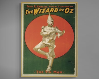Vintage Wizard of Oz Tin Man Poster Art Print Downloadable | Antique Tinman Broadway Art Deco Bohemian Artwork Download Show NYC Boho | 197