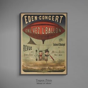 Vintage Circus Poster Downloadable Wall Art | Antique Cirque Musical Concert Digital Download Printable Artwork Music Balloon Zeppelin | 192