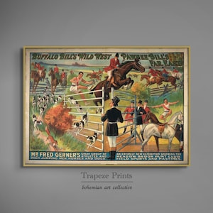 Poster del circo selvaggio West di Buffalo Bill vintage / piccola pubblicità antica / arredamento per la casa Boho / download digitale STAMPABILE / 93
