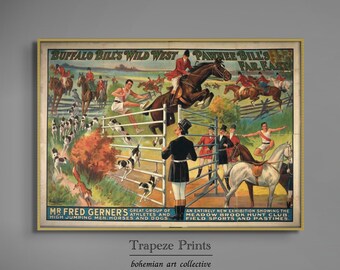 Vintage Buffalo Bill's Wild West Circus Poster | Small Antique Advertisement | Bohemian Home Decor | PRINTABLE Digital Download | 93