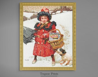 Vintage Bathroom Art Soap Advertisement Downloable Wall Art Poster | Sunlight Soap Poster | Labour, Clothes, White, Winter, Sunlight | 394