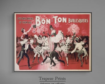 Vintage Burlesque Dancers Wall Art | Antique Eclectic Circus Print Poster Printables New Year&#39;s Party | Digital PRINTABLE Downloadable | 208