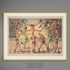 Vintage Circus Print | Acrobats circus performers | Acrobats | Antique Print 1890s | PRINTABLE Download Painting Drawing Sketch | 213