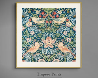 Impressão têxtil da natureza vintage | Pintura floral de pássaro antigo do século 19 | Cópias de trapézio para download Impressão de arte digital IMPRIMÍVEL | 125