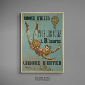 Vintage Circus Poster Downloadable Wall Art | Antique Acrobat Aerialist Carnival Digital Download Printable Artwork Cirque Trapeze Ad 176