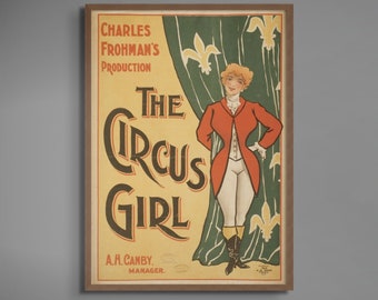 Poster del circo vintage scaricabile Wall Art / Antique Girl Red Jacket Mago Download digitale opera d'arte colorato eccentrico Boho / 178