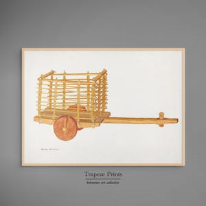 Vintage 1930er Jahre Holzwagen Druck | Poster Antike Pferdekutsche | Werbung Herunterladbare DRUCKBARE Kunstdruck | Retro Fahrzeug Dekor | 295