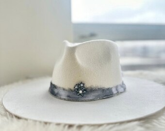 Big Wide Brim Boho Western Hat Desert Wide Brim Hat - Eye Rancher Hat - Flowers Boho Hat  main image 2