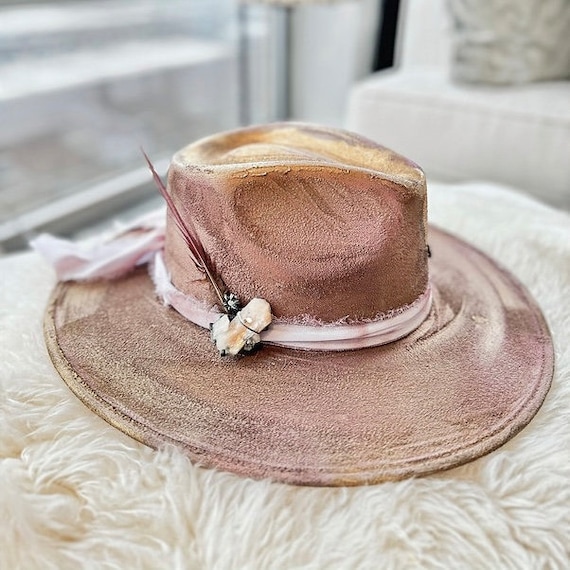 Womens Boho Western Hat Wide Brim Flat Brim Bullet Fashion