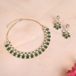 Elegant Stone Studded Polki Kundan Jewellery Set