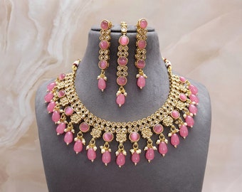 Conjunto de collar de boda/Conjunto de joyería nupcial/Joyería india/Conjunto de joyería inspirado en Sabyasachi/Conjunto de collar de ropa de fiesta/Regalo para ella