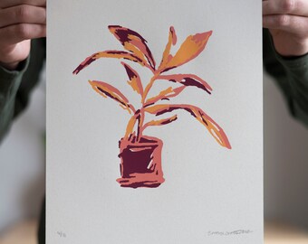 Three color houseplant screenprint