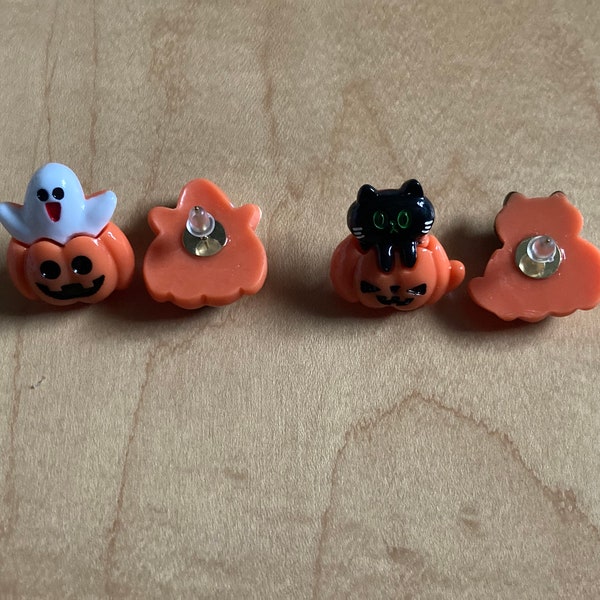 Halloween Earrings Pumpkin Ghost Black Cat Cute Jack-o-lantern Handmade New Nickel-free Cute Orange White Green
