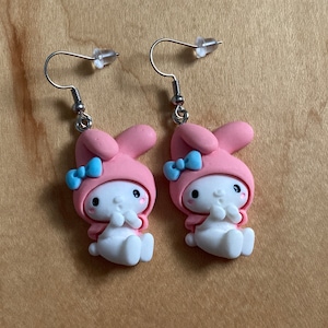 Bunny Earrings Pink White Blue Cute Rabbit Bow Nickel-free